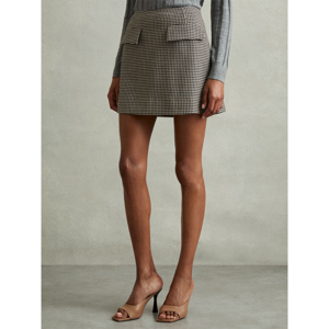 REISS MINNIE Wool Dogtooth Mini Skirt